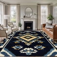 thumbnail image 1 of 5'x7' Area Rugs, Boho Navy Blue Indoor Outdoor Area Rug for Living Room Bedroom, Ethnic Art Geometric Southwestern Washable Bathroom Rugs Kitchen Floor Carpet Mats Home Decor Aesthetic, 1 of 8