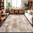 thumbnail image 1 of 5'x7' Area Rugs, Brown Coastal Indoor Outdoor Area Rug for Living Room Bedroom, Nautical Coral Starfish Shell Seahorse Ocean Washable Bathroom Rugs Kitchen Floor Carpet Mats Home Decor Aesthetic, 1 of 8