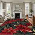 thumbnail image 1 of 5'x7' Area Rugs, Christmas Indoor Outdoor Area Rug for Living Room Bedroom, Poinsettia Red Botanical Floral Washable Bathroom Rugs Kitchen Floor Carpet Mats Home Decor Aesthetic, 1 of 8