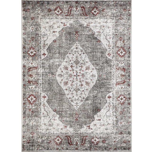 5'x7' Traditional Oriental Area Rug for Living Room, Bedroom, Office - Washable, Non-slip Floor ...