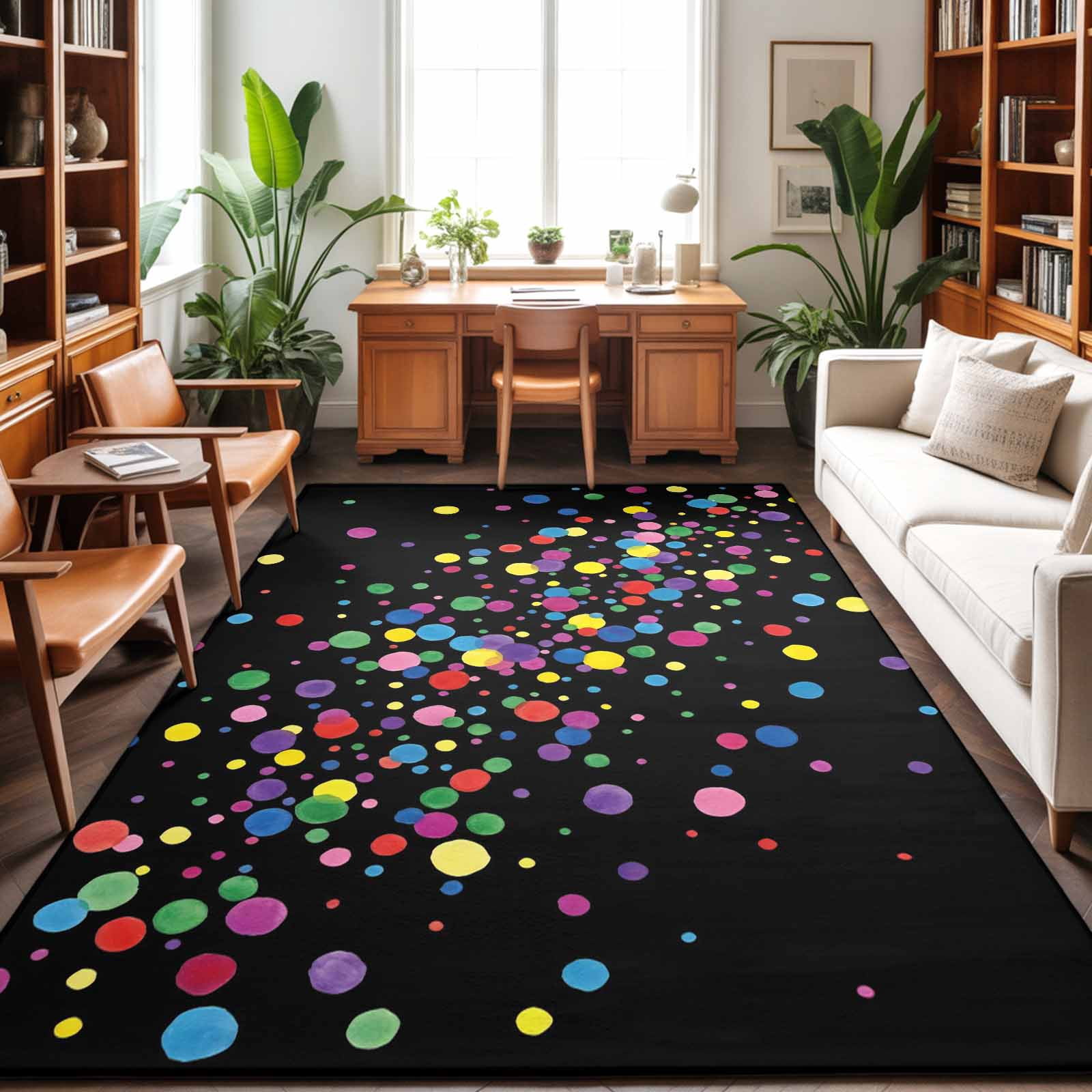 Fun Patterned Area Rugs 5'x7' Area Rugs, Colorful Polka Dot Indoor Outdoor Area Rug for Living ...