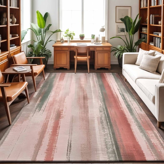 5'x7' Area Rugs, Coral Red Brown Ombre Indoor Outdoor Area Rug for Living Room Bedroom, Vintage Shabby Red Abstract Art Washable Bathroom Rugs Kitchen Floor Carpet Mats Home Decor Aesthetic