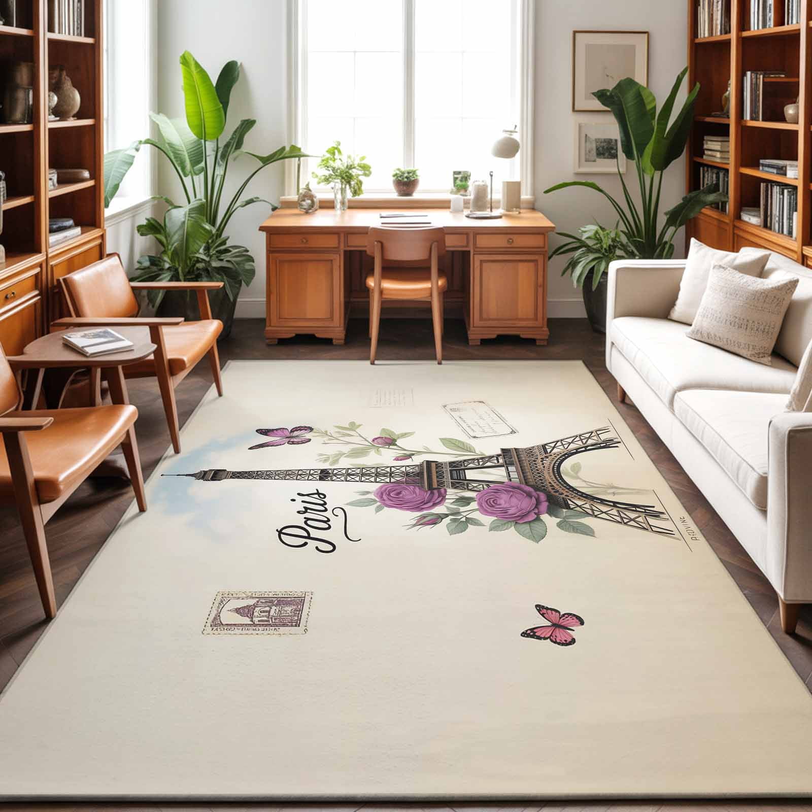5'x7' Area Rugs, Eiffel Tower Indoor Outdoor Area Rug for Living Room ...