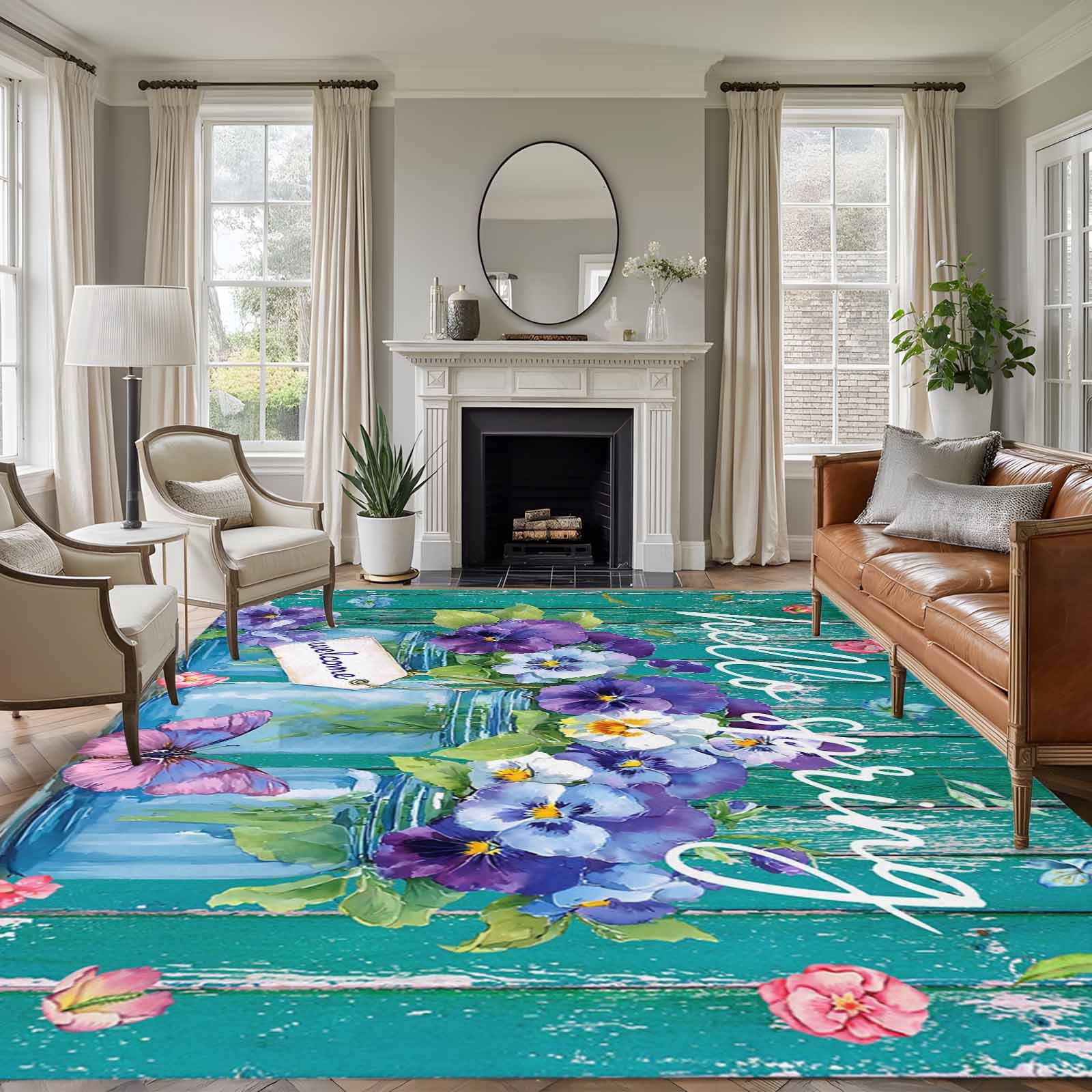 5'x7' Area Rugs, Hello Spring Indoor Outdoor Area Rug for Living Room ...