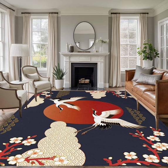 Japanese Style Rug 5'x7' Area Rugs, Japanese Style Indoor Outdoor Area Rug for Living Room ...