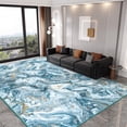 thumbnail image 1 of 5'x7' Area Rugs for Living Room Artistic Style Modern Rug Soft Low Pile Non Slip Carpet Machine Washable Indoor Rug for Bedroom Dining Room Office, Blue, 1 of 7