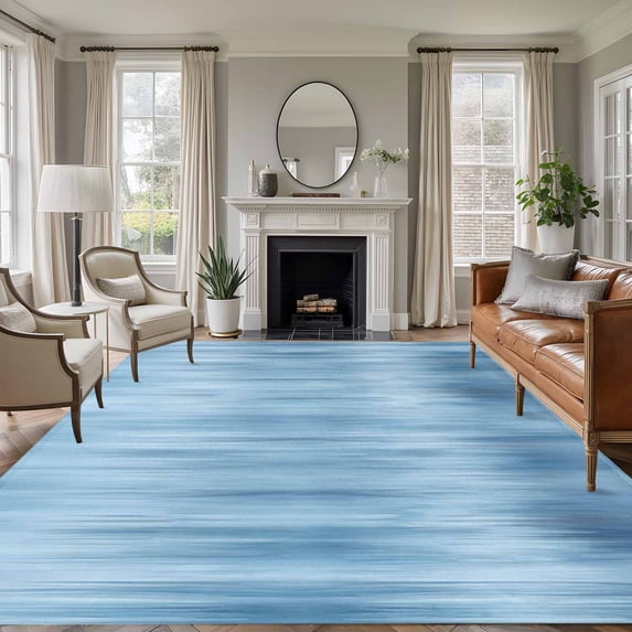 5'x7' Area Rugs for Living Room Bedroom, Blue Washable Rug Carpet Runner Indoor Outdoor, Modern Abstract Art Ombre Striped Non Slip Floor Mats Area Rug for Kitchen, Nursery