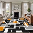thumbnail image 1 of 5'x7' Area Rugs for Living Room Bedroom, Burnt Orange Black Geometric Washable Rug Carpet Runner Indoor Outdoor, Modern Color Block Abstract Non Slip Floor Mats Area Rug for Kitchen, Nursery, 1 of 8