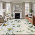 thumbnail image 1 of 5'x7' Area Rugs for Living Room Bedroom, Daisy Eucalyptus Leaves Washable Rug Carpet Runner Indoor Outdoor, Rustic Weeping Botanical Linen Non Slip Floor Mats Area Rug for Kitchen, Nursery, 1 of 8