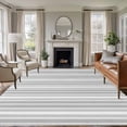 thumbnail image 1 of 5'x7' Area Rugs for Living Room Bedroom, Gray Stripes Washable Rug Carpet Runner Indoor Outdoor, Vintage Minimalist Lines Texture Non Slip Floor Mats Area Rug for Kitchen, Nursery, 1 of 8