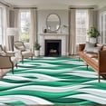thumbnail image 1 of 5'x7' Area Rugs for Living Room Bedroom, Green White Moire Washable Rug Carpet Runner Indoor Outdoor, Modern Abstract Art Non Slip Floor Mats Area Rug for Kitchen, Nursery, 1 of 8