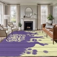 thumbnail image 1 of 5'x7' Area Rugs for Living Room Bedroom, Happy Easter Rabbits Washable Rug Carpet Runner Indoor Outdoor, Spring Daisy Purple Silhouette Wooden Grain Non Slip Floor Mats Area Rug for Kitchen, Nursery, 1 of 8