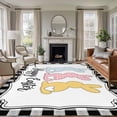 thumbnail image 1 of 5'x7' Area Rugs for Living Room Bedroom, Happy Easter Washable Rug Carpet Runner Indoor Outdoor, Cute Lovely Colorful Rabbits Black White Plaid Non Slip Floor Mats Area Rug for Kitchen, Nursery, 1 of 8