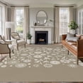 thumbnail image 1 of 5'x7' Area Rugs for Living Room Bedroom, Japanese Washable Rug Carpet Runner Indoor Outdoor, Grey Simple Traditional Flowers Leaves Pattern Non Slip Floor Mats Area Rug for Kitchen, Nursery, 1 of 8