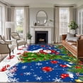 thumbnail image 1 of 5'x7' Area Rugs for Living Room Bedroom, Navy Blue Christmas Washable Rug Carpet Runner Indoor Outdoor, Snowman Xmas Tree Ball Snowflake Non Slip Floor Mats Area Rug for Kitchen, Nursery, 1 of 8