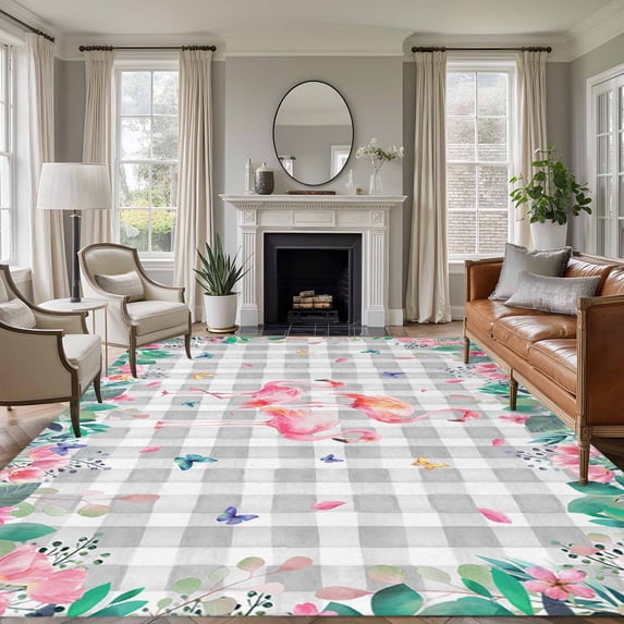 5'x7' Area Rugs for Living Room Bedroom, Pink Flamingo Washable Rug ...