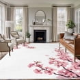 thumbnail image 1 of 5'x7' Area Rugs for Living Room Bedroom, Pink Spring Floral Washable Rug Carpet Runner Indoor Outdoor, Elegant Pastoral Flowers Watercolor Non Slip Floor Mats Area Rug for Kitchen, Nursery, 1 of 8