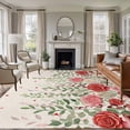 thumbnail image 1 of 5'x7' Area Rugs for Living Room Bedroom, Pink Valentine's Day Washable Rug Carpet Runner Indoor Outdoor, Romantic Roses Weeping Watercolor Rustic Non Slip Floor Mats Area Rug for Kitchen, Nursery, 1 of 8