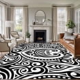 thumbnail image 1 of 5'x7' Area Rugs for Living Room Bedroom, Polynesia Texture Washable Rug Carpet Runner Indoor Outdoor, Vintage Floral Tribe Abstract Art Black Non Slip Floor Mats Area Rug for Kitchen, Nursery, 1 of 8