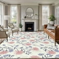 thumbnail image 1 of 5'x7' Area Rugs for Living Room Bedroom, Red Blue Spring Floral Washable Rug Carpet Runner Indoor Outdoor, Flowers Leaves Pastoral Botanical Non Slip Floor Mats Area Rug for Kitchen, Nursery, 1 of 8