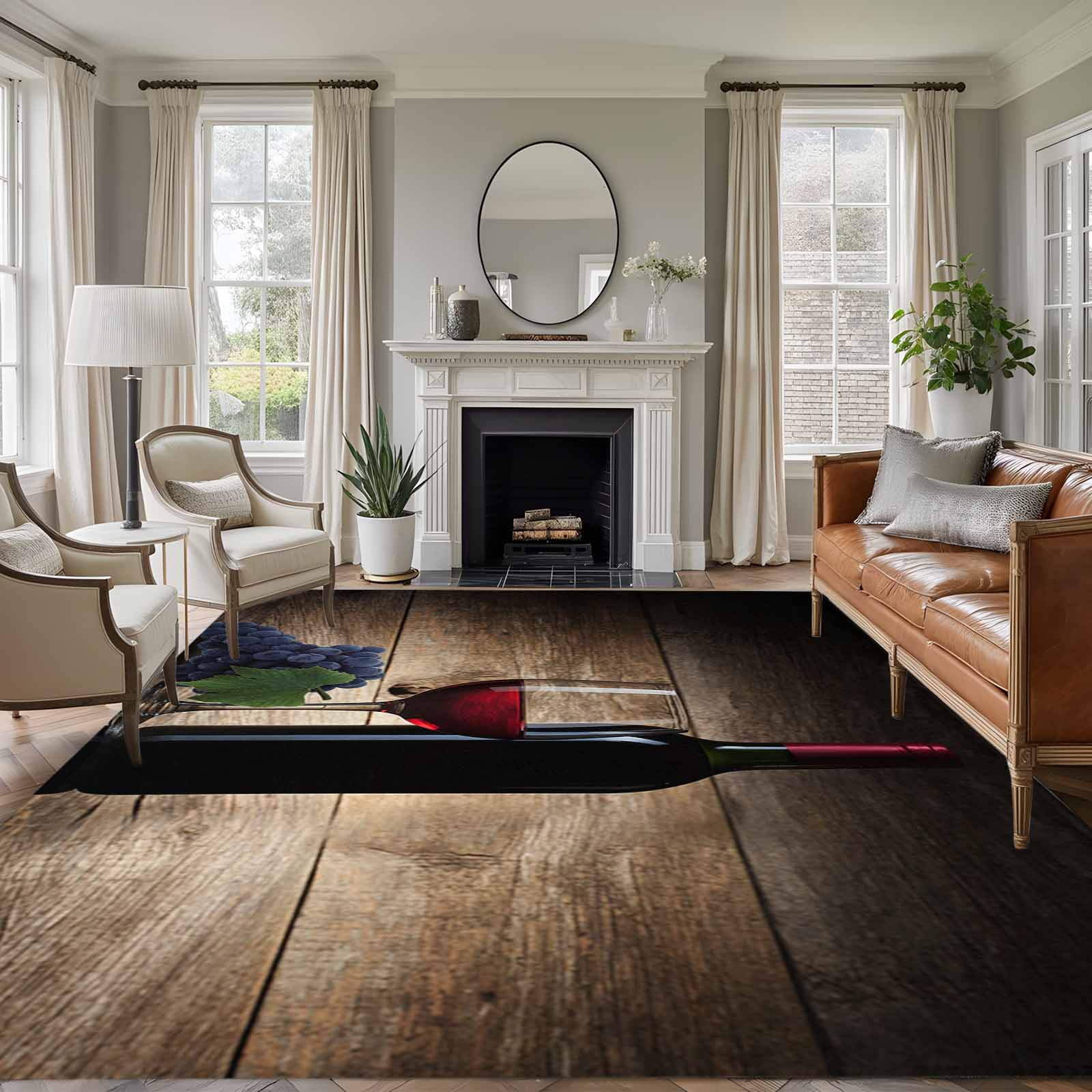 5'x7' Area Rugs for Living Room Bedroom, Red Wines Washable Rug Carpet ...