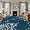 thumbnail image 1 of 5'x7' Area Rugs for Living Room Bedroom, Teal Flowers Washable Rug Carpet Runner Indoor Outdoor, Spring Floral Botanical Modern Art Non Slip Floor Mats Area Rug for Kitchen, Nursery, 1 of 8