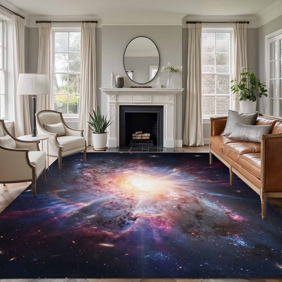 5'x7' Area Rugs for Living Room Bedroom, Universe Explosion Washable Rug Carpet Runner Indoor Outdoor, Modern Abstract Galaxy Universe Non Slip Floor Mats Area Rug for Kitchen, Nursery