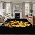 thumbnail image 1 of 5'x7' Area Rugs for Living Room Bedroom, Yellow Sunflowers Washable Rug Carpet Runner Indoor Outdoor, Farmhouse Floral Leaves Butterfly Black Non Slip Floor Mats Area Rug for Kitchen, Nursery, 1 of 8