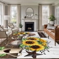 thumbnail image 1 of 5'x7' Area Rugs for Living Room Bedroom, Yellow Sunflowers Washable Rug Carpet Runner Indoor Outdoor, Western Star Farmhouse White Wooden Non Slip Floor Mats Area Rug for Kitchen, Nursery, 1 of 8