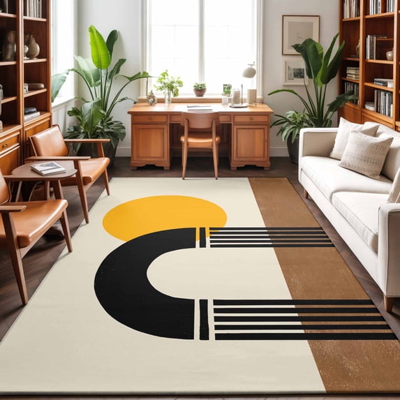 5'x7' Area Rugs, Modern Boho Indoor Outdoor Area Rug for Living Room Bedroom, Geometric Abstract Art Washable Bathroom Rugs Kitchen Floor Carpet Mats Home Decor Aesthetic