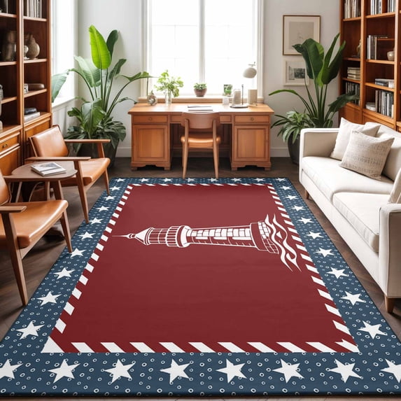 5'x7' Area Rugs, Nautical Lighthouse Indoor Outdoor Area Rug for Living ...