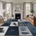 thumbnail image 1 of 5'x7' Area Rugs, Navy Blue Plaid Indoor Outdoor Area Rug for Living Room Bedroom, Farmhouse Animals Tree Rustic Washable Bathroom Rugs Kitchen Floor Carpet Mats Home Decor Aesthetic, 1 of 8