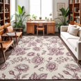thumbnail image 1 of 5'x7' Area Rugs, Pink Rose Indoor Outdoor Area Rug for Living Room Bedroom, Farmhouse Vintage Botanical Floral Burlap Washable Bathroom Rugs Kitchen Floor Carpet Mats Home Decor Aesthetic, 1 of 8