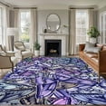 thumbnail image 1 of 5'x7' Area Rugs, Purple Blue Teal Butterfly Indoor Outdoor Area Rug for Living Room Bedroom, Modern Abstract Art Washable Bathroom Rugs Kitchen Floor Carpet Mats Home Decor Aesthetic, 1 of 8