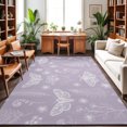 thumbnail image 1 of 5'x7' Area Rugs, Purple Butterfly Botanical Indoor Outdoor Area Rug for Living Room Bedroom, Summer Plants Line Art Washable Bathroom Rugs Kitchen Floor Carpet Mats Home Decor Aesthetic, 1 of 8