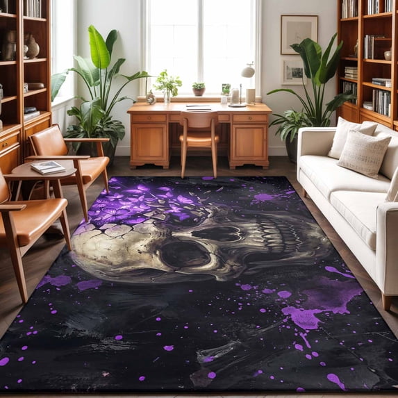 Large Spooky Rug 5'x7' Area Rugs, Scary Skulls Indoor Outdoor Area Rug for Living Room ...