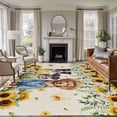 thumbnail image 1 of 5'x7' Area Rugs, Spring Dog Indoor Outdoor Area Rug for Living Room Bedroom, Sunflower Daisy Botanical Rustic Washable Bathroom Rugs Kitchen Floor Carpet Mats Home Decor Aesthetic, 1 of 8