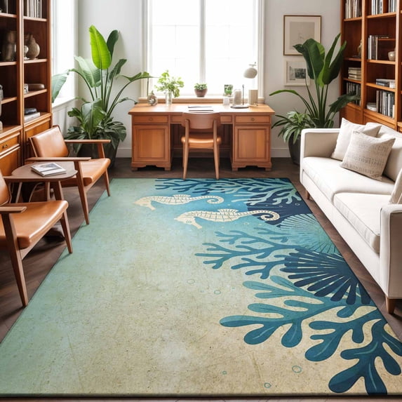 5'x7' Area Rugs, Summer Coastal Indoor Outdoor Area Rug for Living Room ...