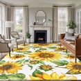 thumbnail image 1 of 5'x7' Area Rugs, Sunflower Indoor Outdoor Area Rug for Living Room Bedroom, Yellow Green Botanical Summer Rustic Washable Bathroom Rugs Kitchen Floor Carpet Mats Home Decor Aesthetic, 1 of 8
