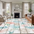 thumbnail image 1 of 5'x7' Area Rugs, Teal Red Seahorse Coastal Indoor Outdoor Area Rug for Living Room Bedroom, Vintage Nautical Beach Coral Starfish Washable Bathroom Rugs Kitchen Floor Carpet Mats Home Decor Aesthetic, 1 of 8