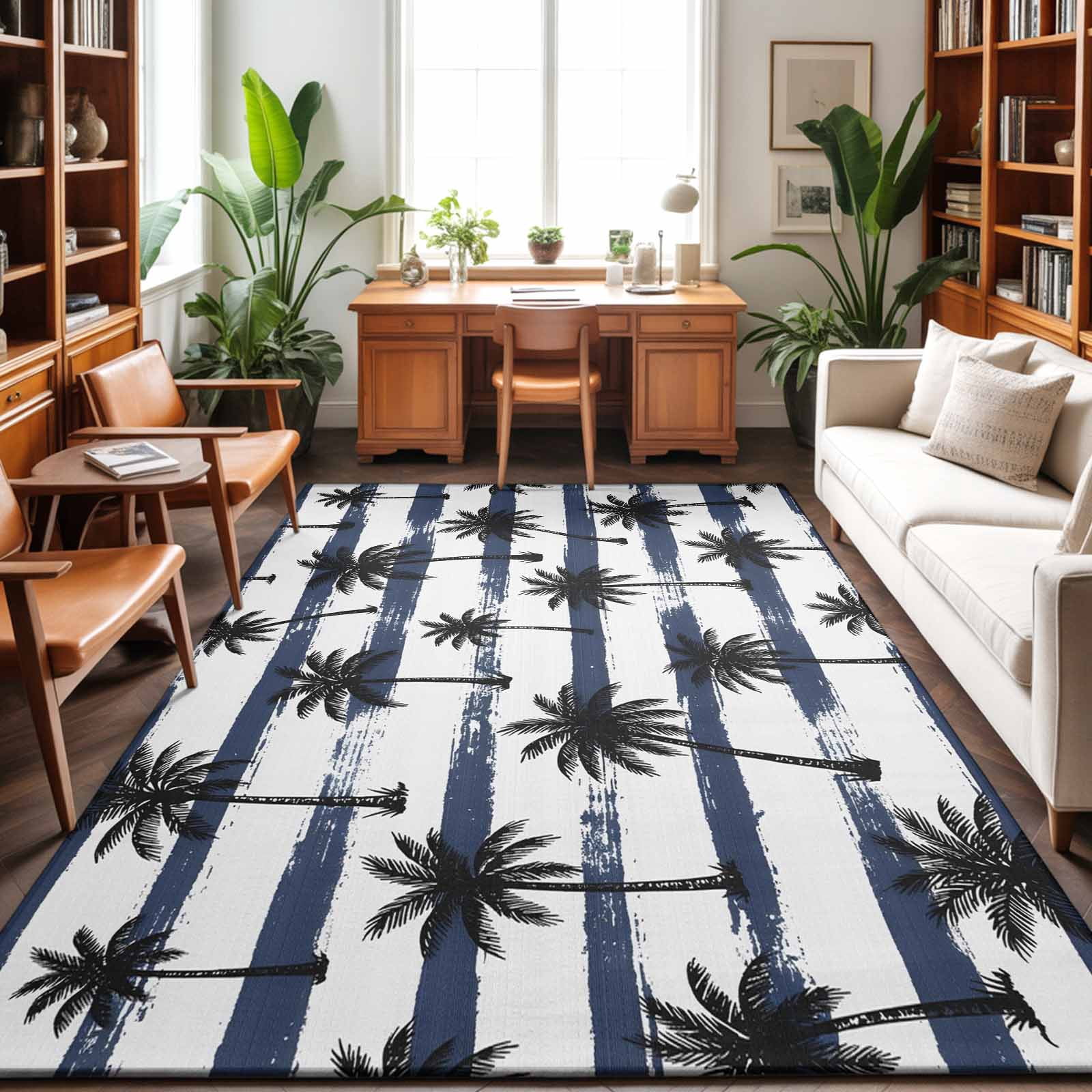 5'x7' Area Rugs, Tropical Palm Tree Indoor Outdoor Area Rug for Living ...