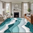 thumbnail image 1 of 5'x7' Area Rugs, Turquoise Ombre Indoor Outdoor Area Rug for Living Room Bedroom, Modern Geometric Moire Abstract Art Washable Bathroom Rugs Kitchen Floor Carpet Mats Home Decor Aesthetic, 1 of 8