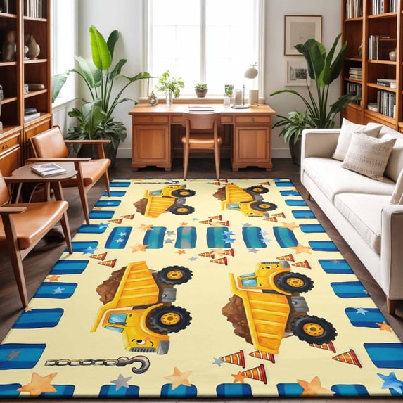 5'x7' Area Rugs, Yellow Truck Indoor Outdoor Area Rug for Living Room ...