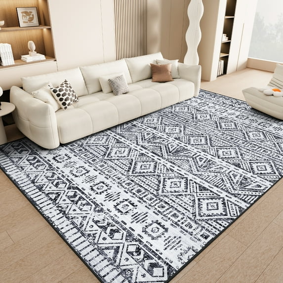 5'x7' Area Rugs for Living Room Modern Rug Soft Low Pile Non Slip Carpet Machine Washable Indoor Rug for Bedroom Dining Room, Gray