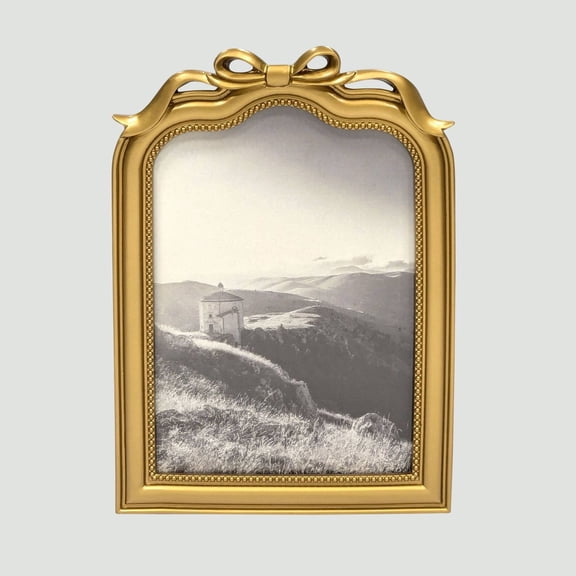 5"x7" Decorative Arched Bow Table Picture Frame Gold