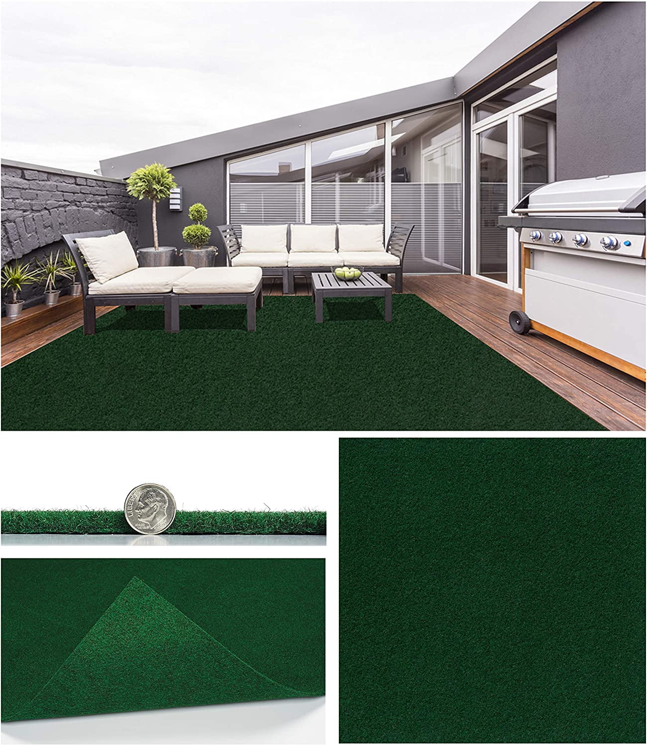 5'x7' Durable Grizzly Grass Indoor/Outdoor Turf Rugs / 100% Life, Wear ...