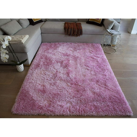 5'x7' Feet Pink Color Shaggy Shag Area Rug Carpet Rug Romance Fluffy Fuzzy Furry Solid Pattern