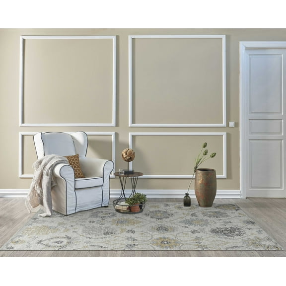 5'x7' Ivory Hand Tufted Space Dyed Floral Traditional Indoor Area Rug