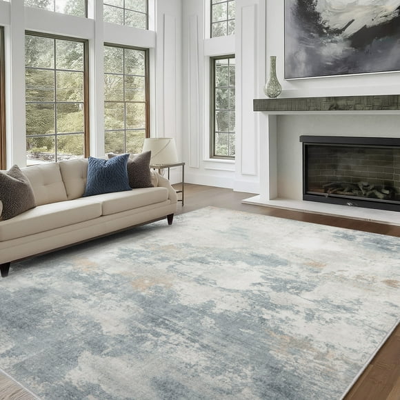 CHITOOMA 5'x7' Area Rugs for Living Room, Machine Washable Abstract Distressed Rugs Indoor Neutral Carpet Rugs for Bedroom Dining Room Office with Non-Slip Backing, Stain Resistant Non-Shed