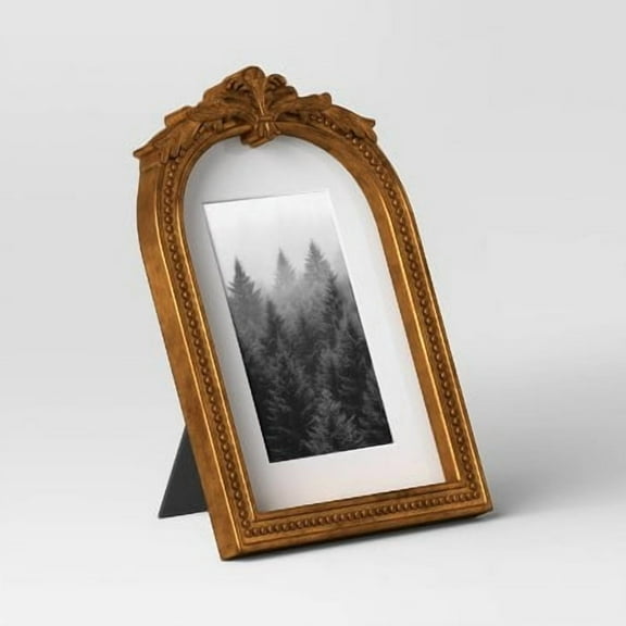 5"x7" Matted to 4"x6" Ornate Arch Table Frame Antique Brass